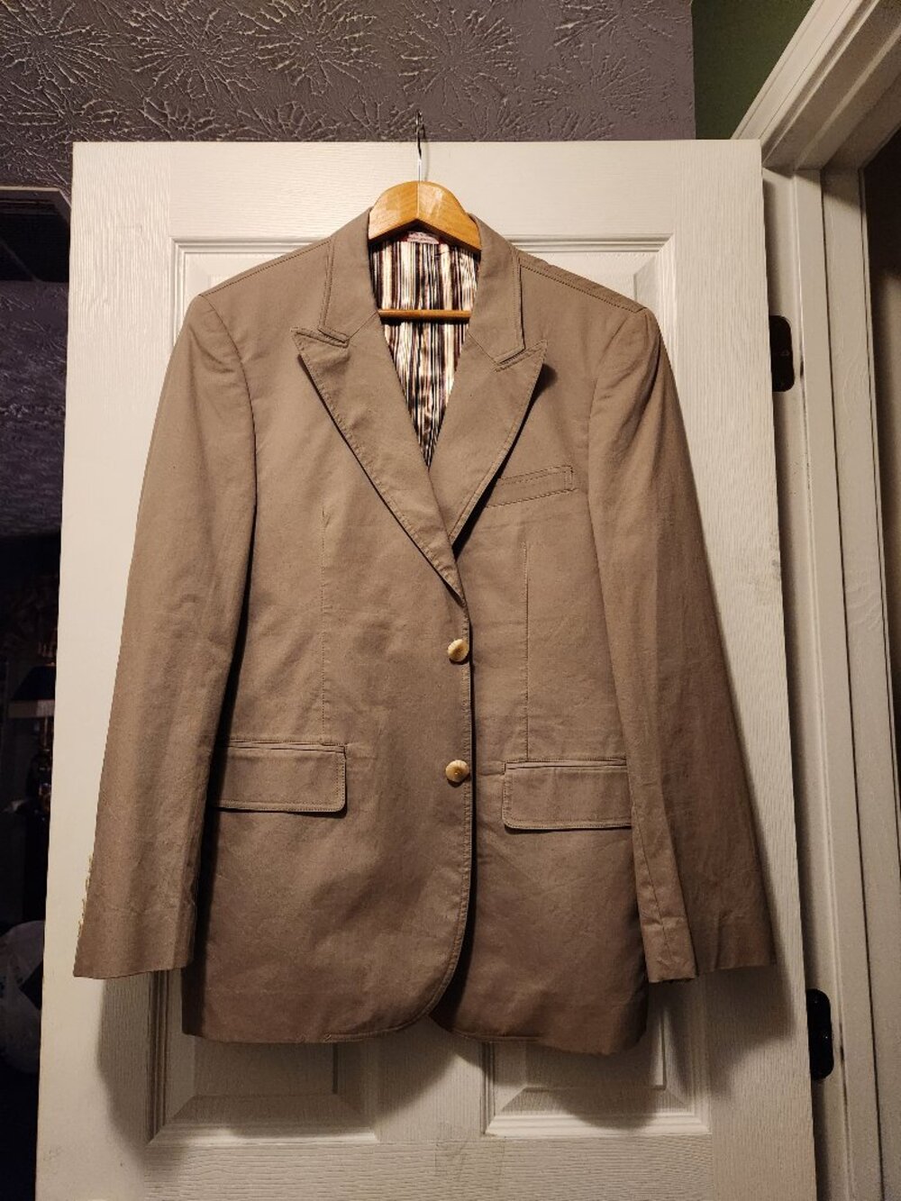 Report men's khaki 100%cotton single vented sport coat blazer jacket  size:XL/44